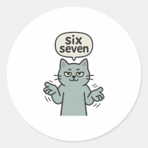Sticker Rond 67 Six Seven 6-7 Chat - Drôle de jeu pour enfants