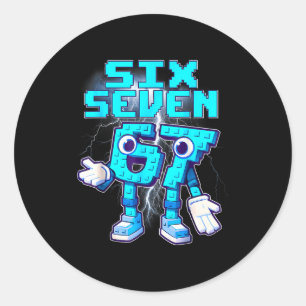 Sticker Rond 67 Six Seven 6-7 Drôle Italien Brainrot Meme Enfan