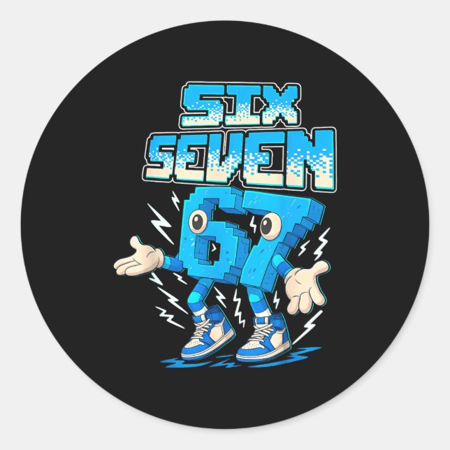 Sticker Rond 67 Six Seven 6-7 Funny Brainrot Boys Girls Kids Ga (Devant)