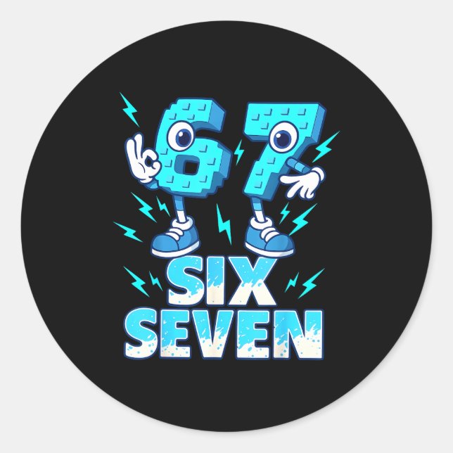 Sticker Rond 67 Six Seven 6-7 - Funny Italian Brainrot Kids Gam (Devant)