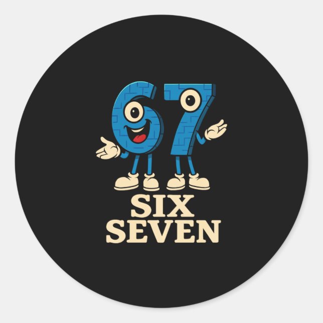 Sticker Rond 67 Six Seven 6-7 - Funny Italian Brainrot Kids Gam (Devant)