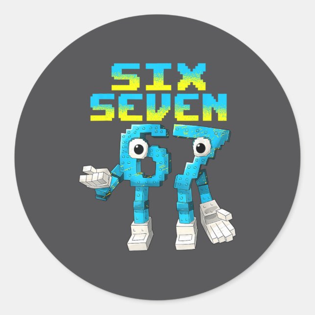 Sticker Rond 67 Six Seven 6-7 - Funny Italian Brainrot Kids Gam (Devant)