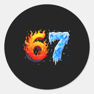 Sticker Rond 67 Six Seven 6-7 Glace Flamboyante Drôle Cerveau E