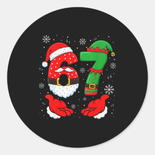 Sticker Rond 67 Six Seven 6 7 Mème Xmas Tenue Couple Noël