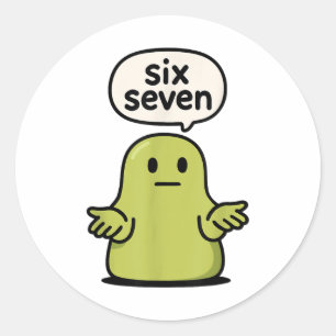 Sticker Rond 67 Six Seven 6-7 Slime Vert Blob - Vêtement Drôle