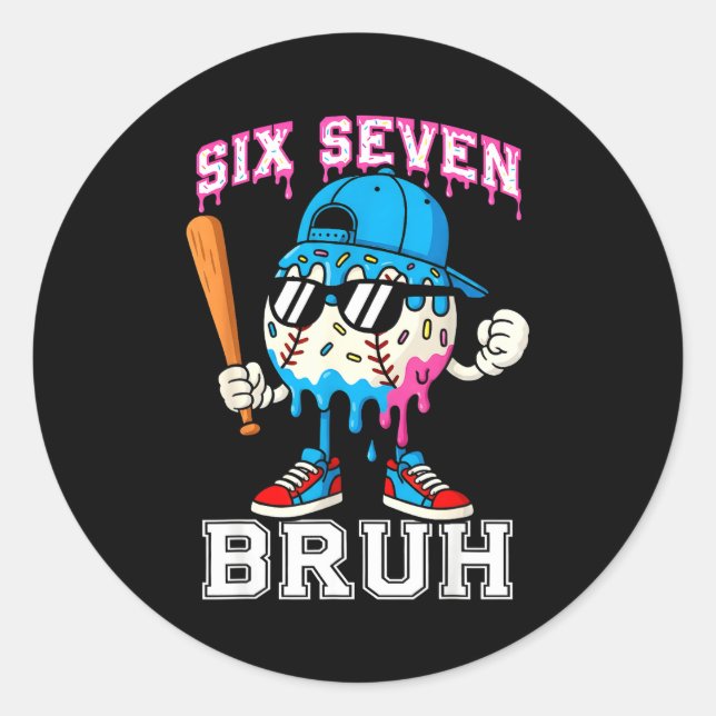 Sticker Rond 67 Six Seven Baseball Ice Cream Drip Number 67 Pla (Devant)