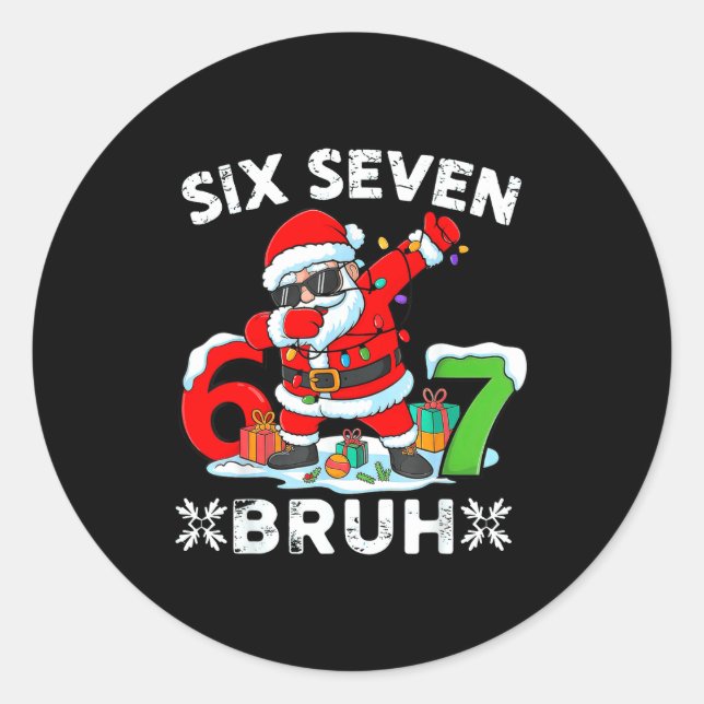 Sticker Rond 67 Six Seven Bruh Christmas 6 7 Meme  (Devant)
