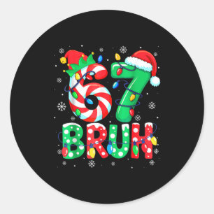 Sticker Rond 67 Six Seven Bruh Drôle de Noël 6 7 Mème Hommes Fe