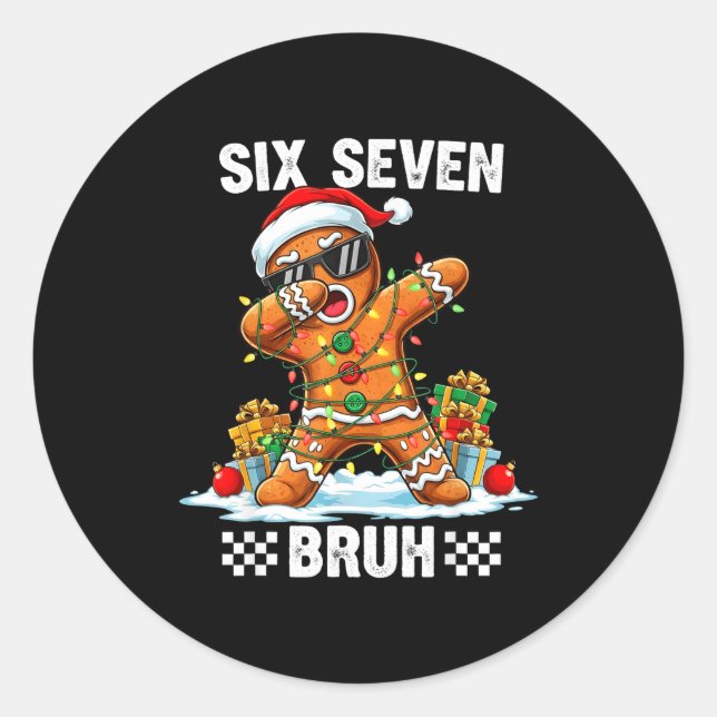 Sticker Rond 67 Six Seven Burh Christmas Gingerbread 6 7 Meme M (Devant)