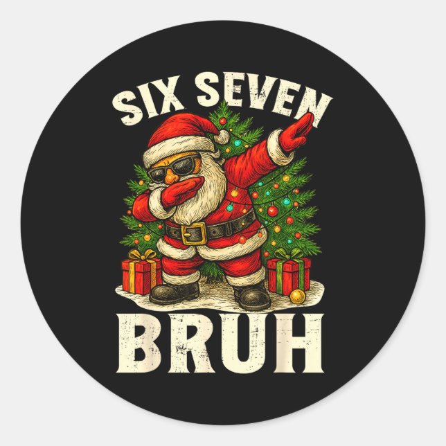 Sticker Rond 67 Six Seven Burh Funny Christmas 6 7 Meme Men Wom (Devant)