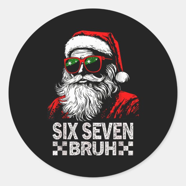 Sticker Rond 67 Six Seven Burh Funny Christmas 6 7 Meme Men Wom (Devant)