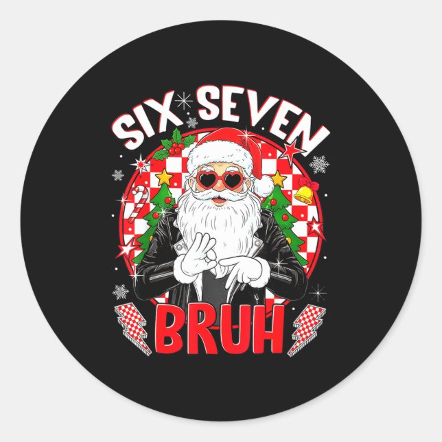 Sticker Rond 67 Six Seven Burh Funny Christmas 6 7 Meme Men Wom (Devant)