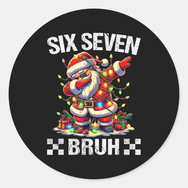 Sticker Rond 67 Six Seven Burh Funny Christmas 6 7 Meme Men Wom (Devant)