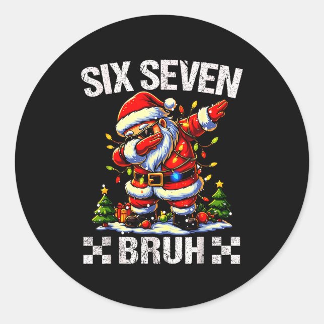 Sticker Rond 67 Six Seven Burh Funny Christmas 6 7 Meme Men Wom (Devant)