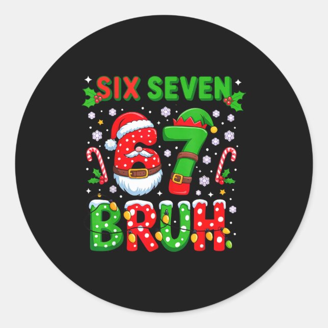 Sticker Rond 67 Six Seven Burh Noël 6 7 Meme  (Devant)