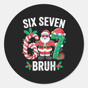 Sticker Rond 67 Six Seven Burh Noël 6 7 Mème Pyjama Gén A