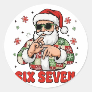 Sticker Rond 67 Six Seven Burh Noël drôle 6 7 Meme Hommes Femme
