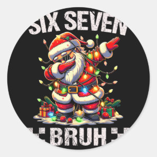 Sticker Rond 67 Six Seven Burh Noël drôle 6 7 Meme Hommes Femme