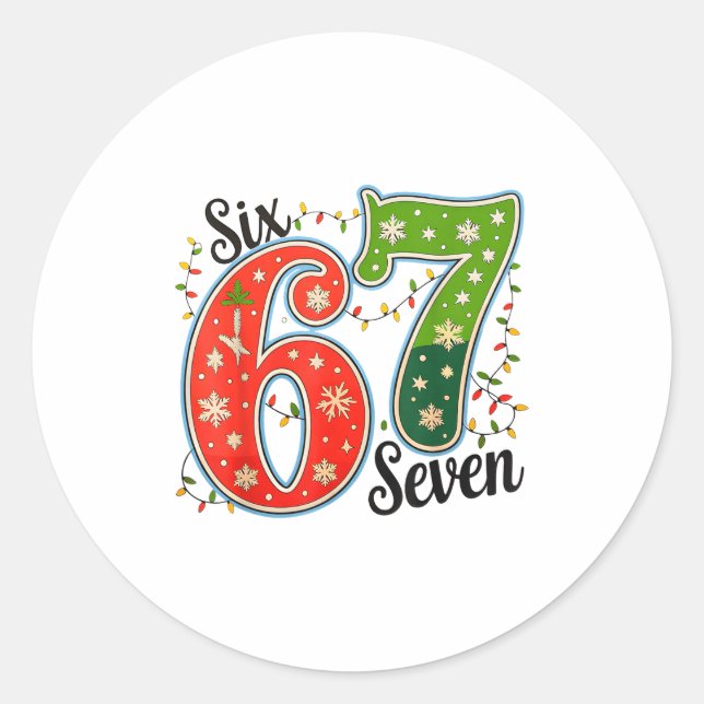 Sticker Rond 67 Six Seven Christmas Funny Meme 67 Couples Chris (Devant)