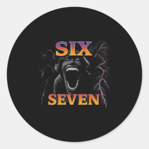 Sticker Rond 67 Six Seven Contrefaçon 6 7 Conception de Meme Dr