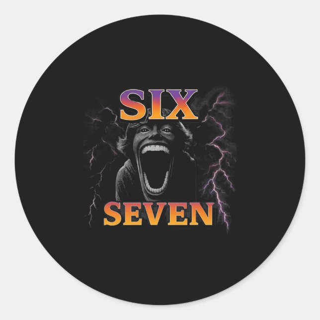 Sticker Rond 67 Six Seven Contrefaçon 6 7 Conception de Meme Dr (Devant)