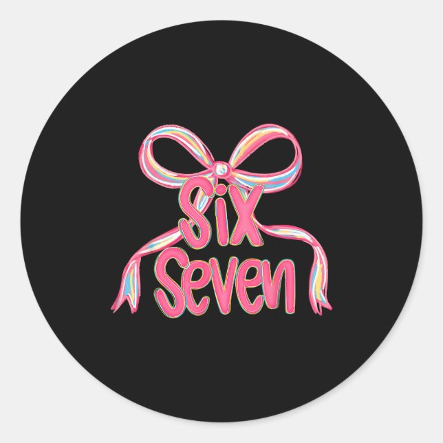 Sticker Rond 67 Six Seven Coquette Nk Bow Funny 6 7 Meme Girls  (Devant)