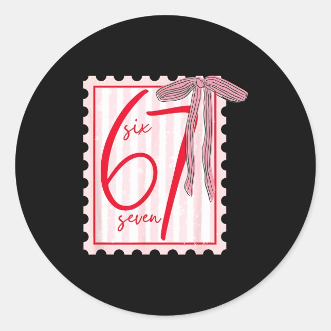 Sticker Rond 67 Six Seven Coquette Nk Bow Funny 6 7 Meme Girls  (Devant)