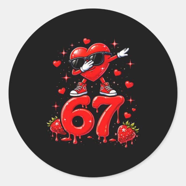 Sticker Rond 67 Six Seven Crème Glacée Mème Drôle de Saint Vale (Devant)