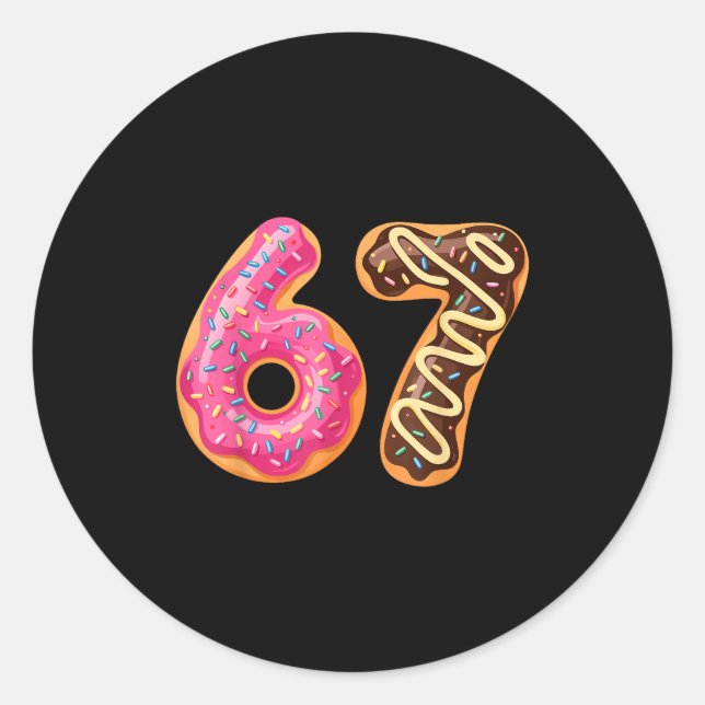 Sticker Rond 67 Six Seven Donut Meme Funny Sweet Sprinkles  (Devant)