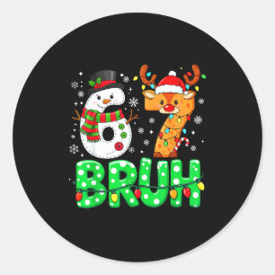 Sticker Rond 67 Six Seven Drôle Bonhomme de Neige Renne Bruh 6