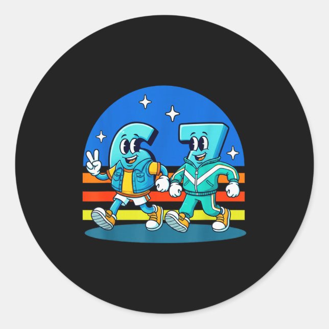 Sticker Rond 67 Six Seven Fun Meme Funny Design Kids School  (Devant)