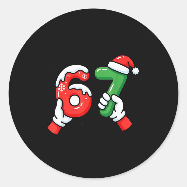 Sticker Rond 67 Six Seven Funny Christmas 6 7 Meme Xmas Men Wom (Devant)