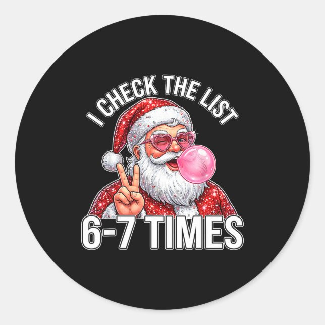 Sticker Rond 67 Six Seven Funny Christmas 6 7 Santa Meme Men Wo (Devant)