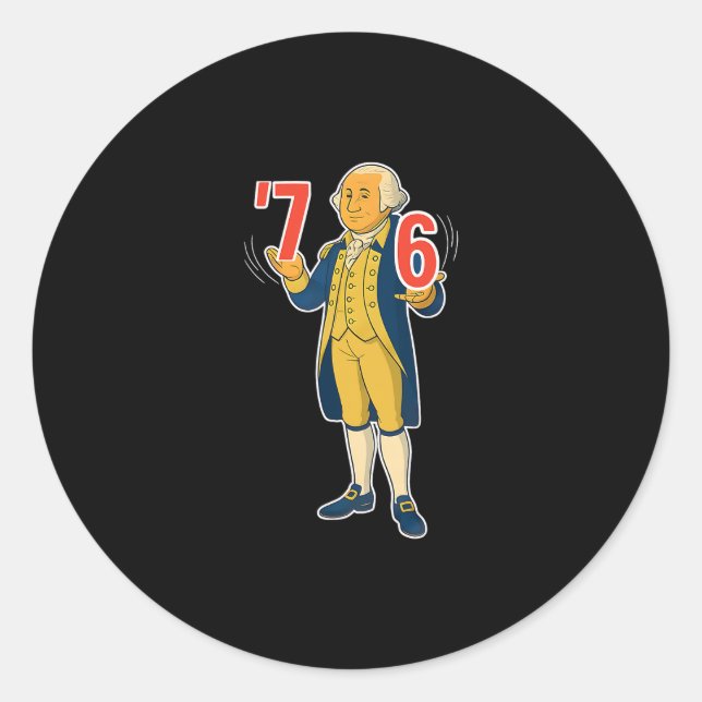 Sticker Rond 67 Six Seven Funny George Washington Meme  (Devant)