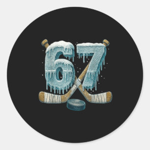 Sticker Rond 67 Six Seven Hockey Drip Numéro Drôle 6 7 Mème