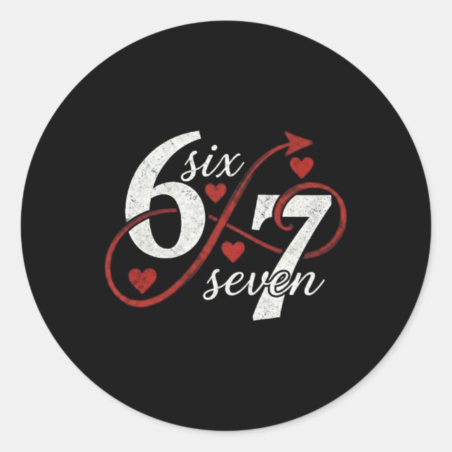 Sticker Rond 67 Six Seven Infini Heart Loop Valentin 6 7 Mem (Devant)