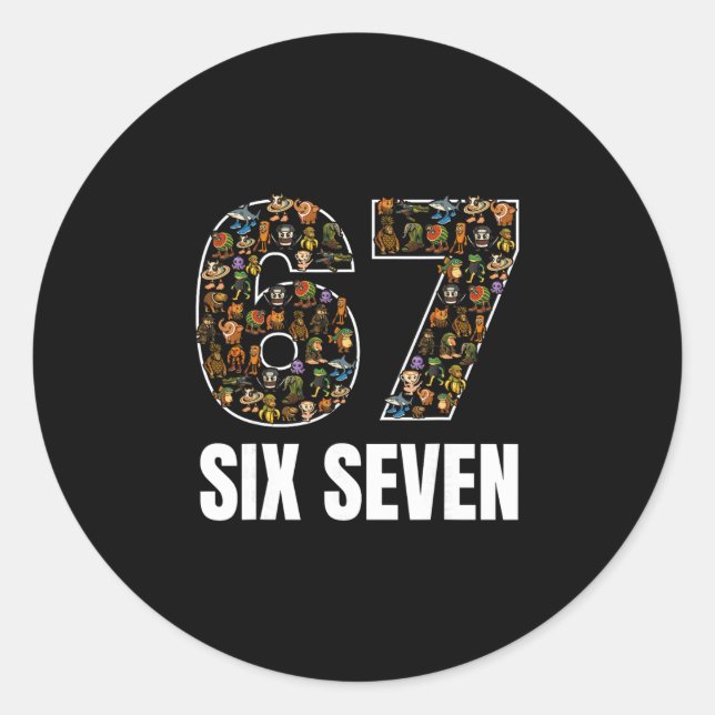 Sticker Rond 67 Six Seven Italian Brainrot Gen Alpha Slang Meme (Devant)