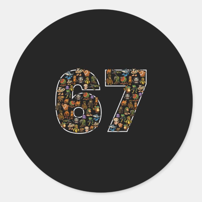 Sticker Rond 67 Six Seven Italien Brainrot Gen Alpha Mème  (Devant)