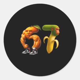 Sticker Rond 67 Six Seven Italien Couple Mème Brainrot Correspo