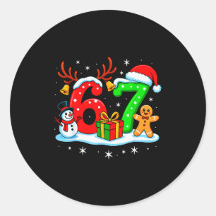 Sticker Rond 67 Six Seven Mème Argot Gen Alpha Drôle de Noël