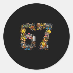 Sticker Rond 67 Six Seven Meme d'anniversaire Viral Brainrot it