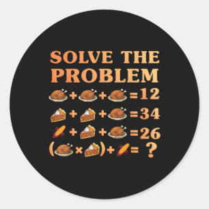 Sticker Rond 67 Six Seven Mème Équation de Maths de Thanksgivin