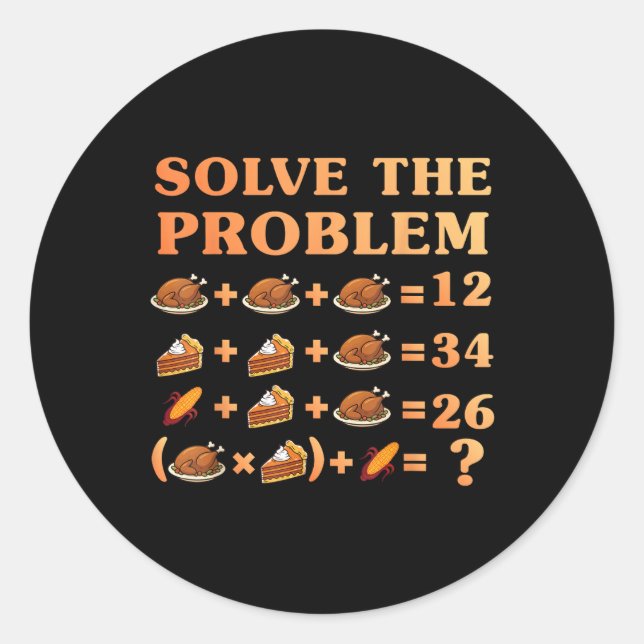 Sticker Rond 67 Six Seven Mème Équation de Maths de Thanksgivin (Devant)