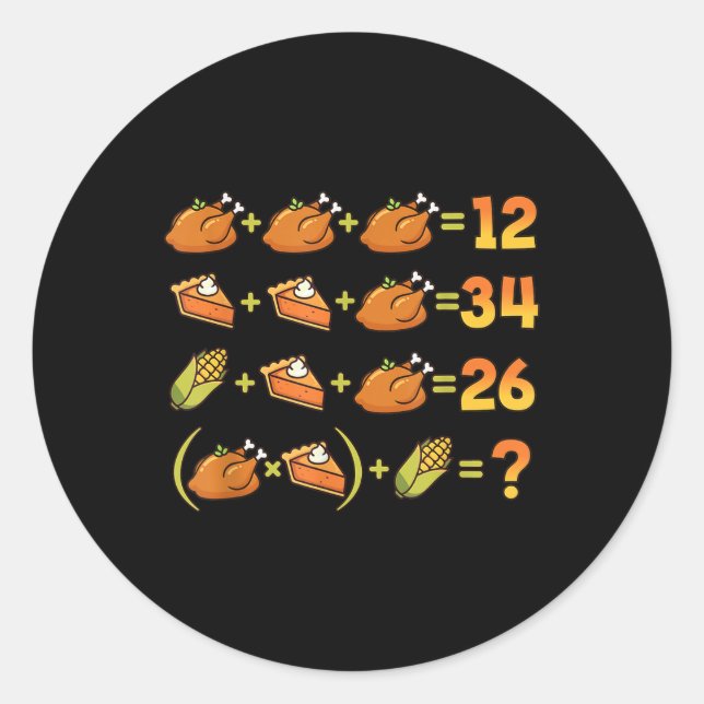 Sticker Rond 67 Six Seven Mème Équation De Maths De Thanksgivin (Devant)