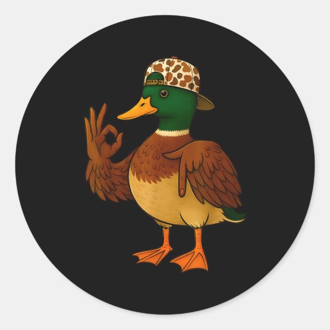 Sticker Rond 67 Six Seven Meme Mallard Duck Hunting Season Boy  (Devant)