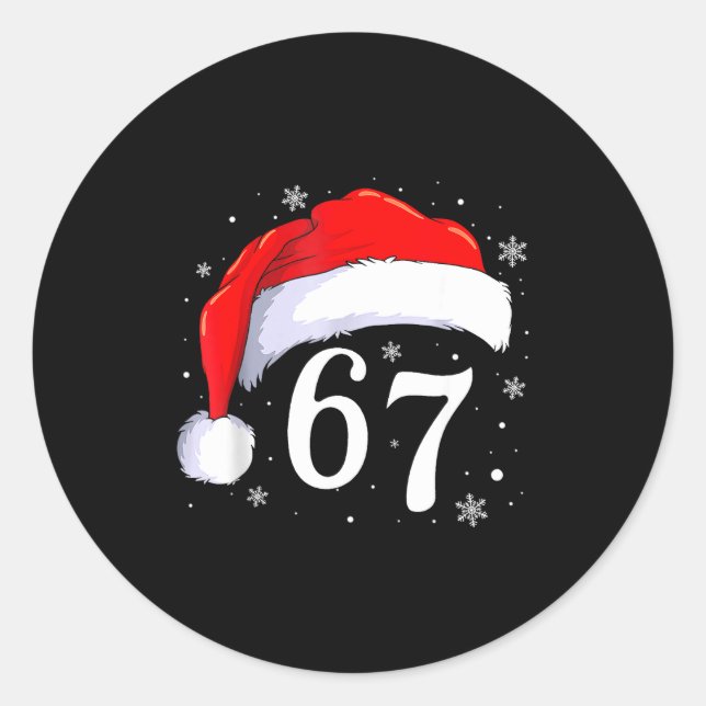 Sticker Rond 67 Six Seven Santa Funny Christmas 6 7 Meme Men Wo (Devant)