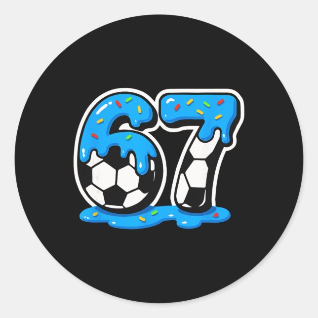 Sticker Rond 67 Soccer Ice Cream Drip Brain Rot Meme  (Devant)
