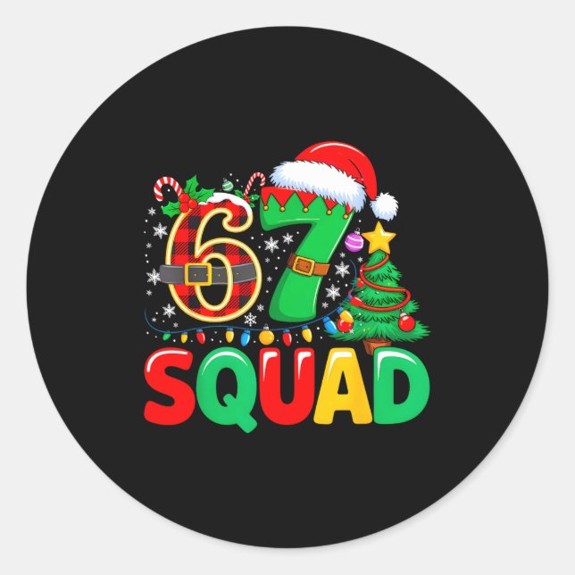 Sticker Rond 67 Squad Teacher Christmas Funny Holiday Clroom Cr (Devant)