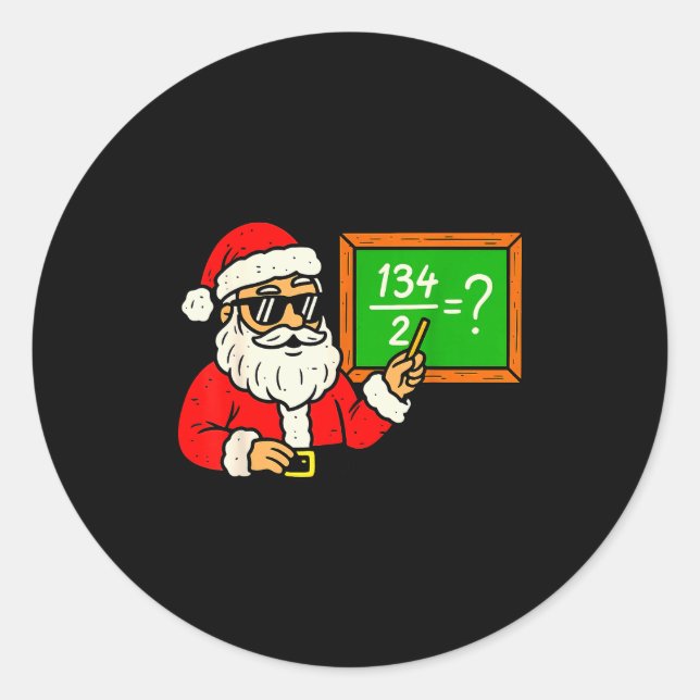 Sticker Rond 67 Teacher Christmas Santa Six Seven Meme Brainrot (Devant)