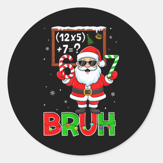 Sticker Rond 67 Teacher Christmas Santa Six Seven Meme Math Equ (Devant)